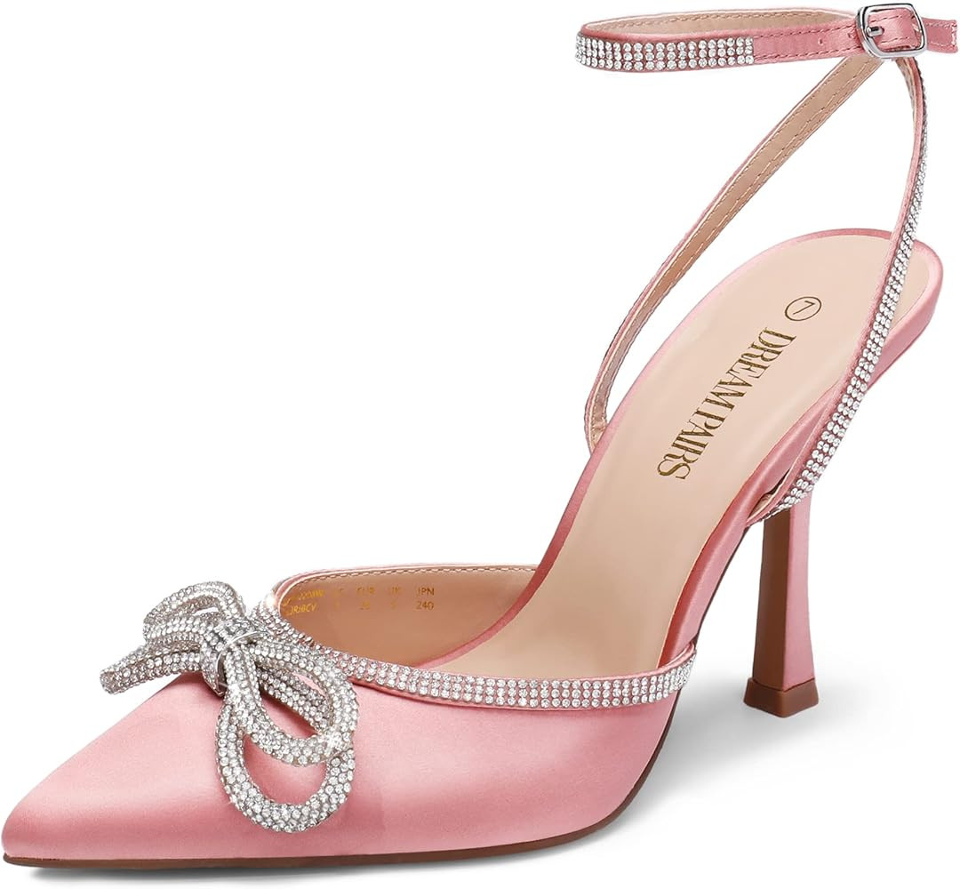 DREAM PAIRS Women's High Heels Destiny Closed Toe Strappy Heels Sexy Rhinestone Ankle Strap Pumps... | Amazon (US)