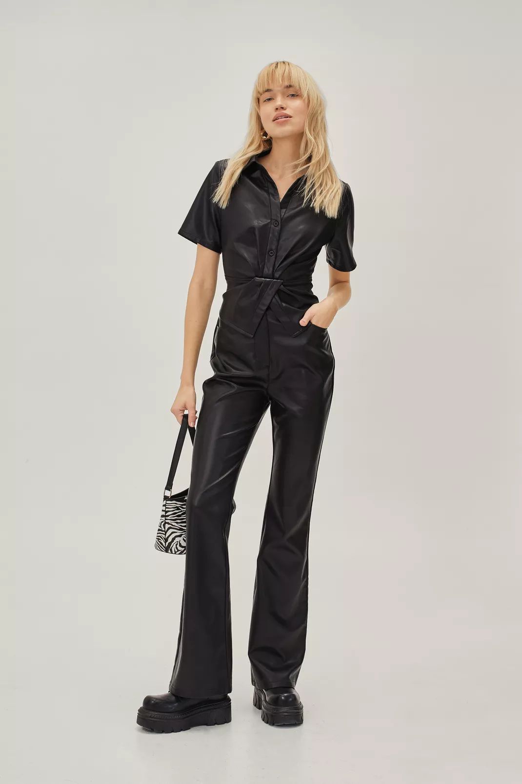 Premium Faux Leather Flared Trousers | NastyGal (UK, IE)