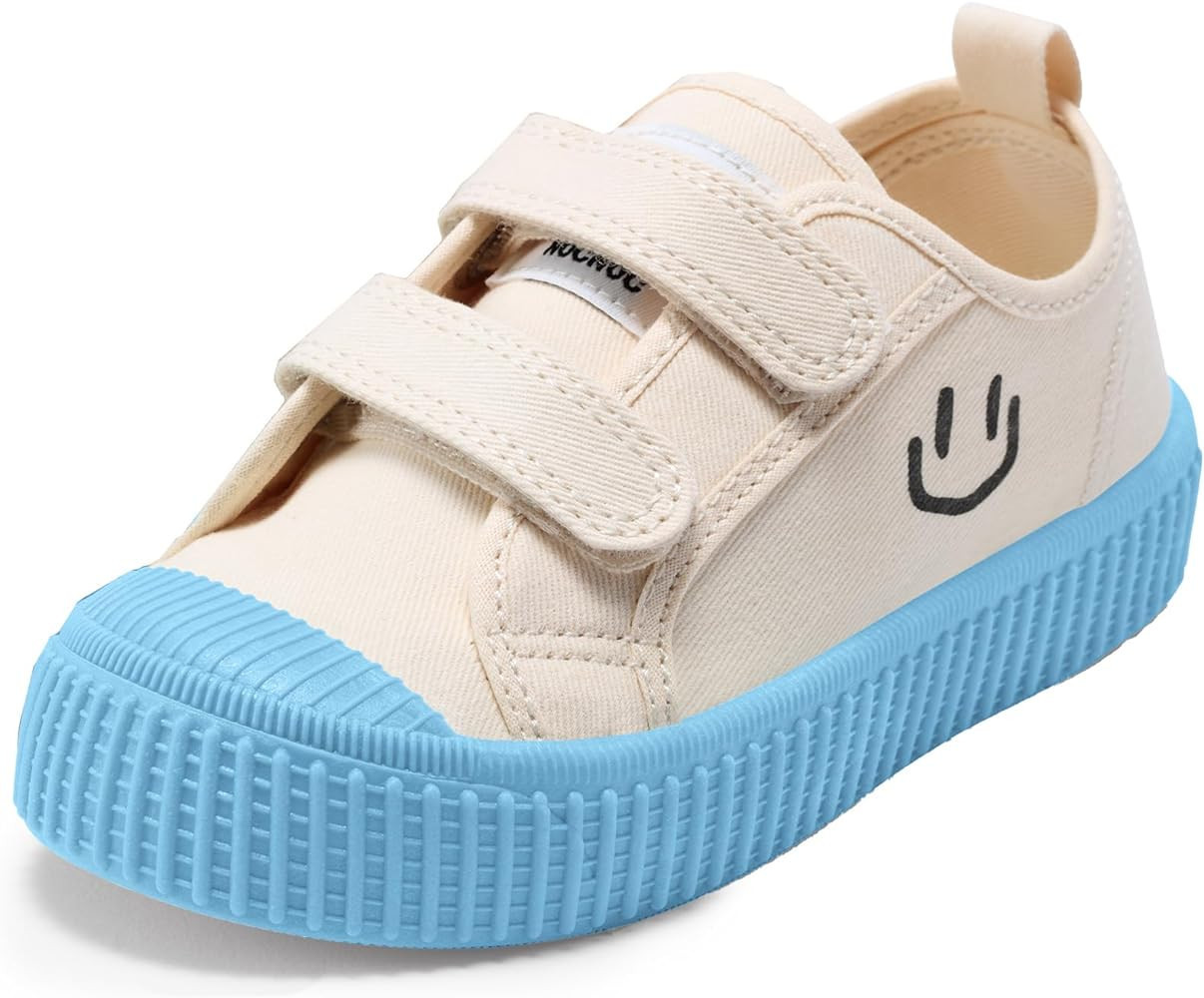 HAPPY NOCNOC Toddler Shoes for Boys & Girls, Canvas Velcro Sneakers with Candy-Colored Sole Size ... | Amazon (US)