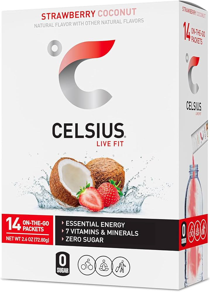 CELSIUS® On-the-Go Powder Sticks Strawberry Coconut, Essential Energy 2.6 Oz (14 Sticks per Pack... | Amazon (US)