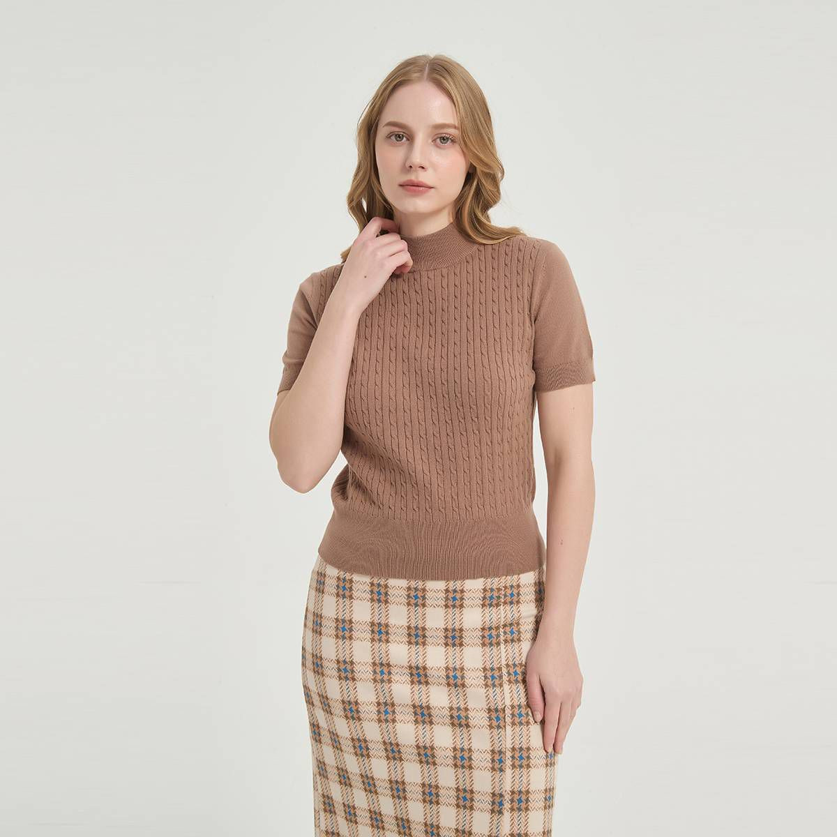 Women's Short Sleeve Cable Mock Turtleneck Pullover Sweater - A New Day™ | Target