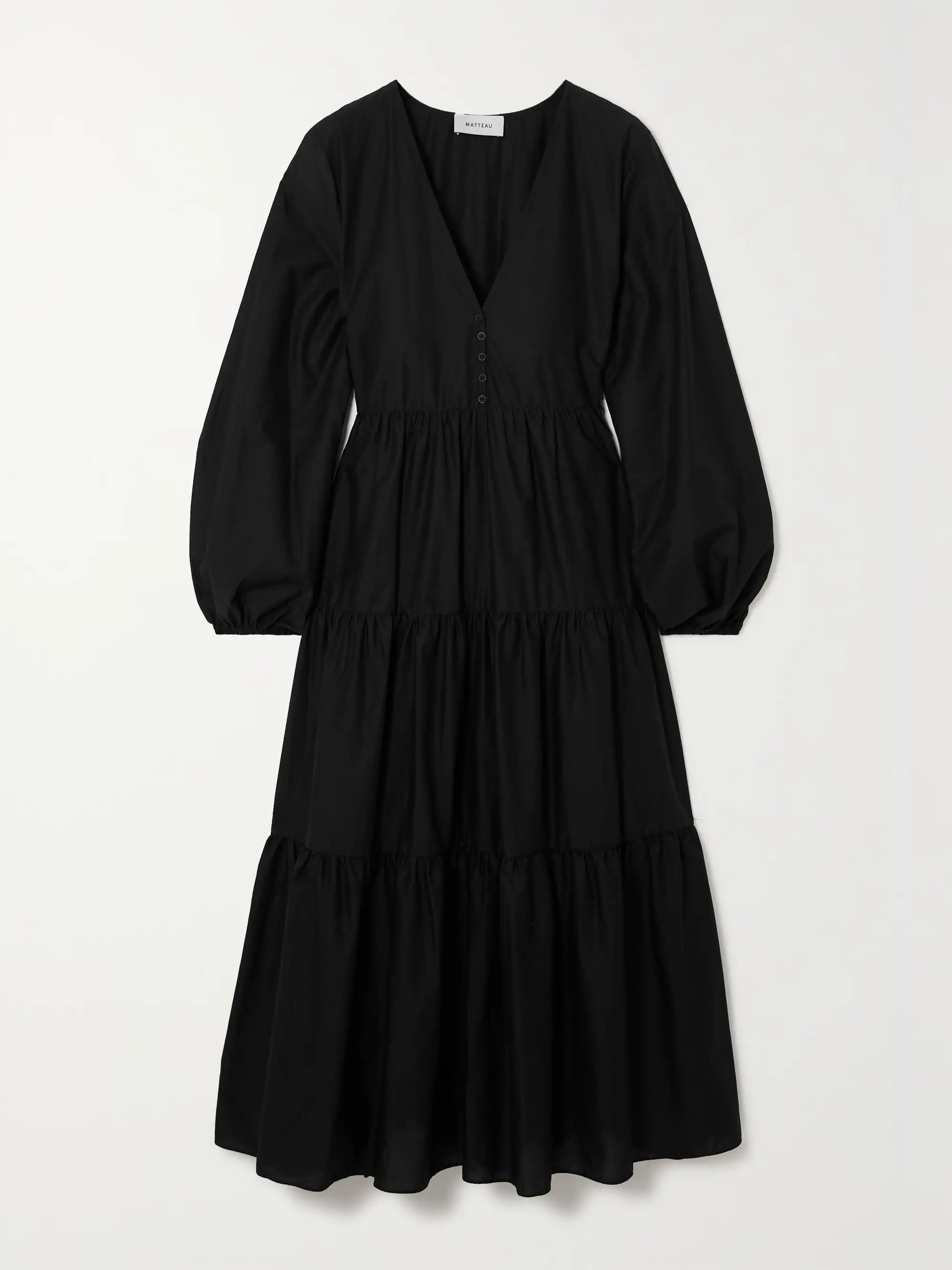 + NET SUSTAIN tiered organic cotton-poplin midi dress | NET-A-PORTER (US)