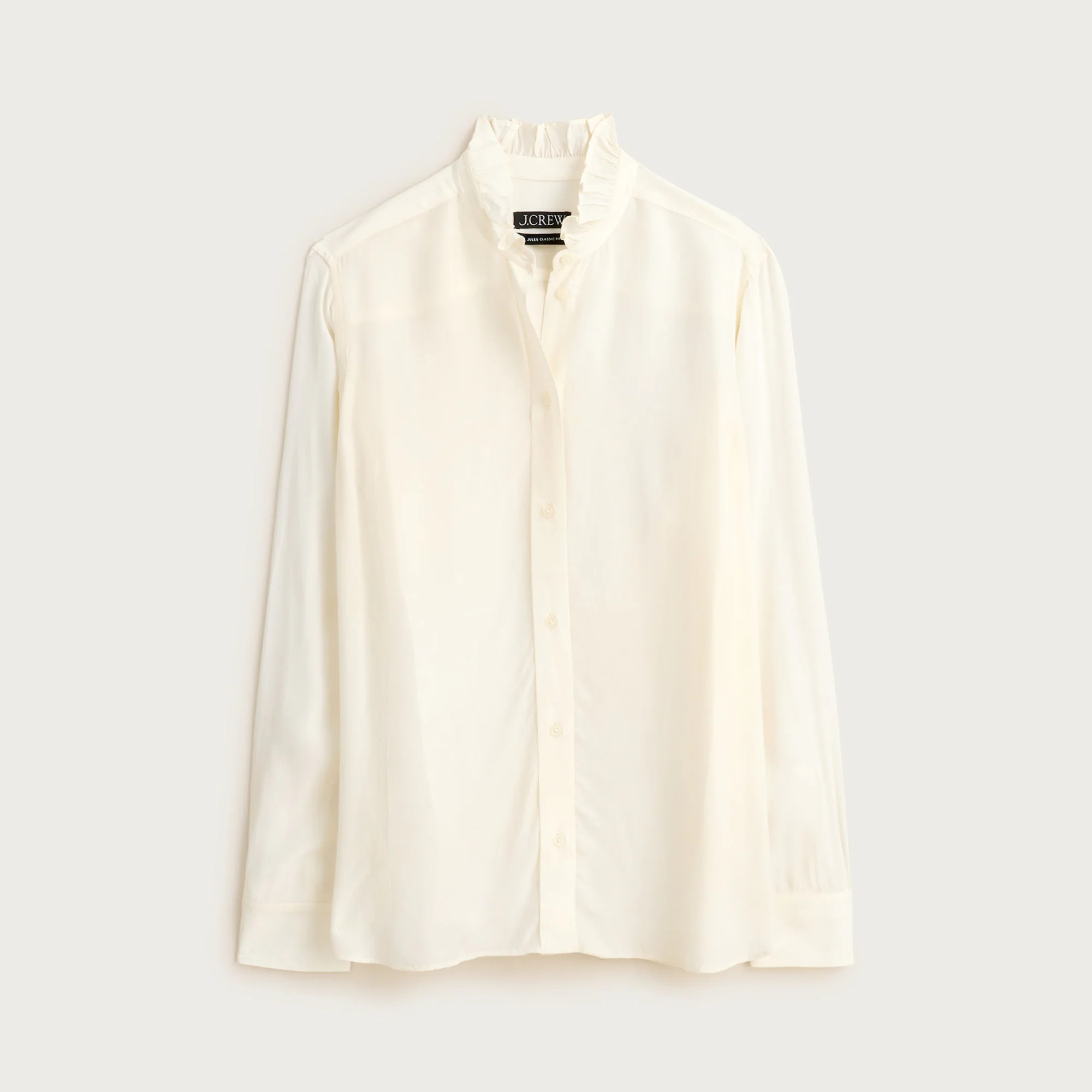 Jules ruffle-collar shirt in crepe de chine | J. Crew US