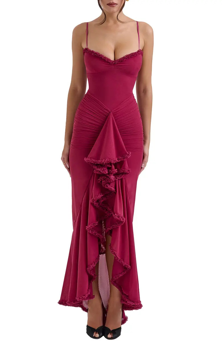 Gabbi Ruffle Mesh High-Low Cocktail Dress | Nordstrom