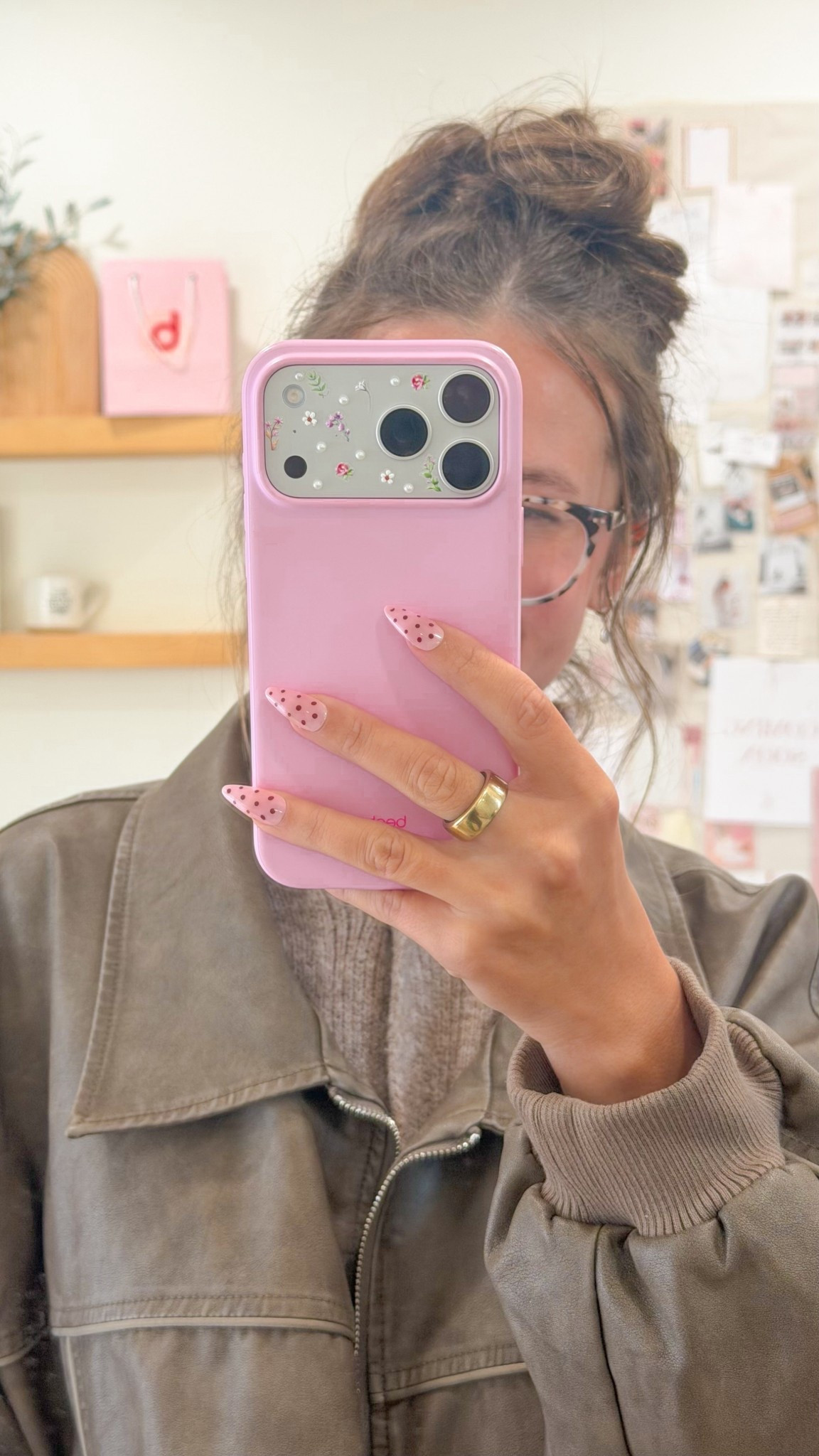 pink beats iphone case with cute stickers!! 