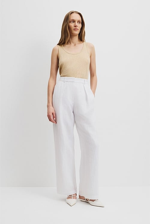 Organically Grown Linen Tuck Front Pant | Country Road