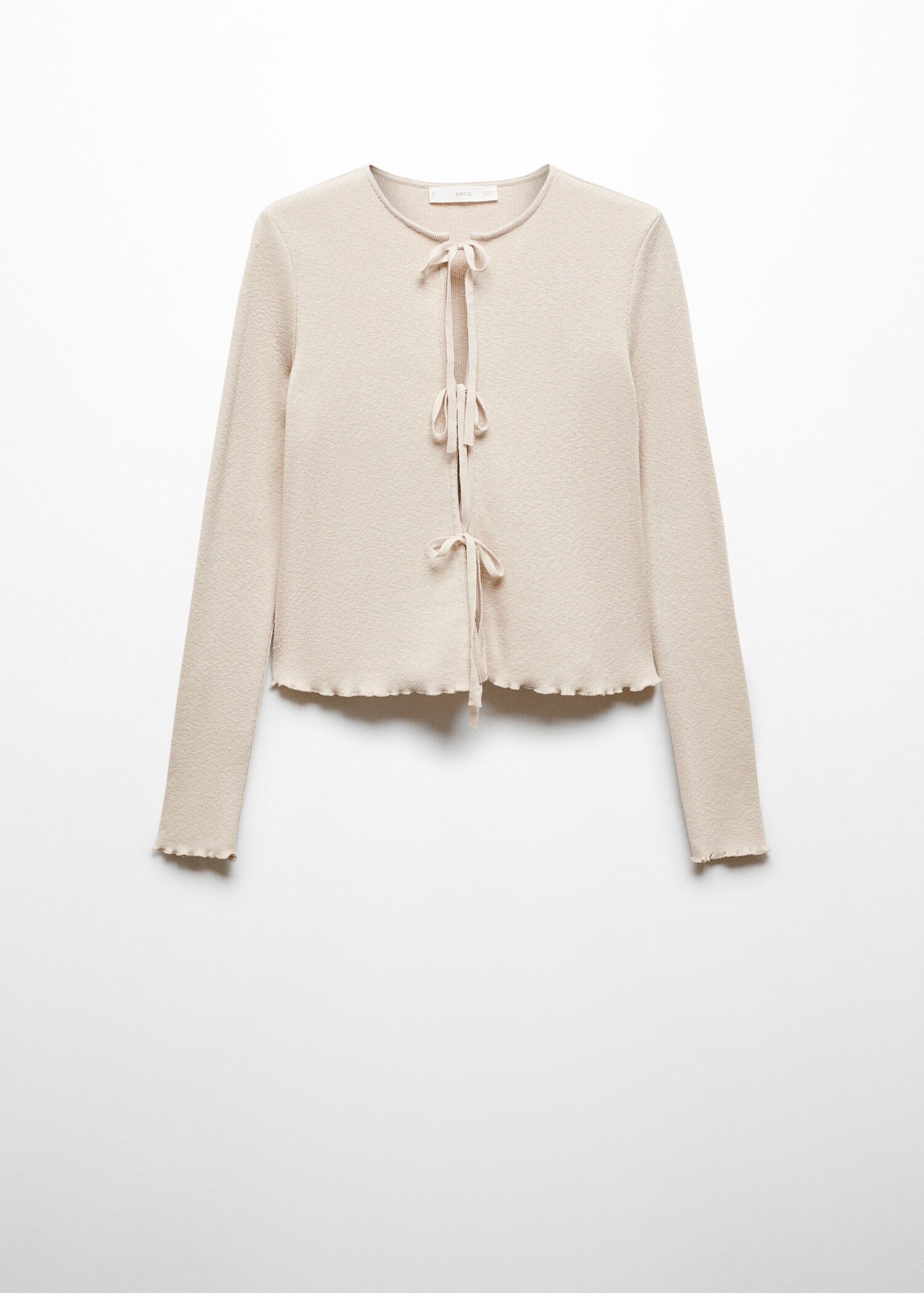 Knitted cardigan with bows - Woman | MANGO USA | MANGO (US)