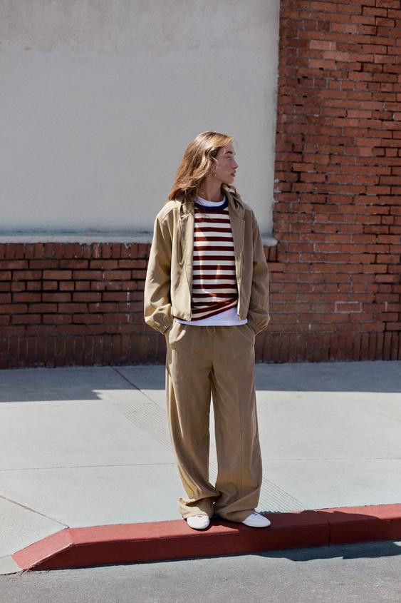 Zara - Darted Baggy Trousers In Mid-Camel - Xs - Woman | Zara UK