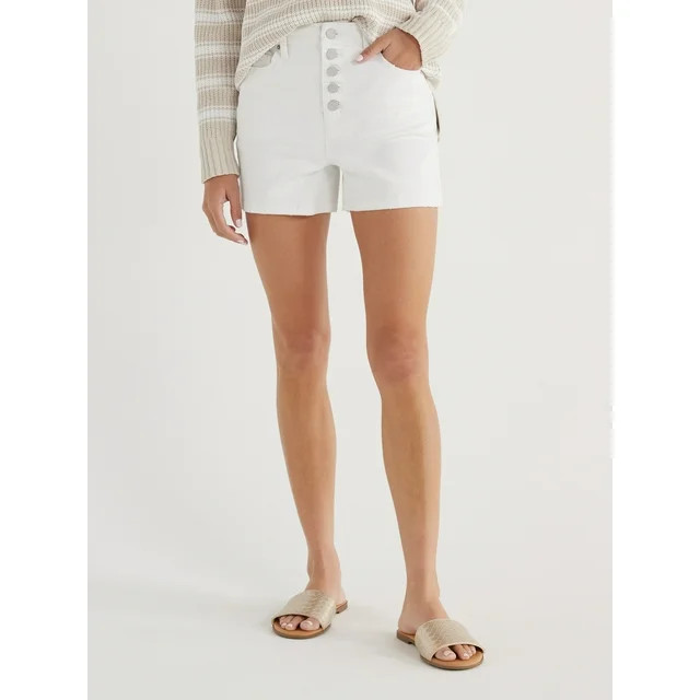 Time and Tru Women's Button Fly Denim Shorts, 3.5" Inseam, Sizes 2-20 - Walmart.com | Walmart (US)