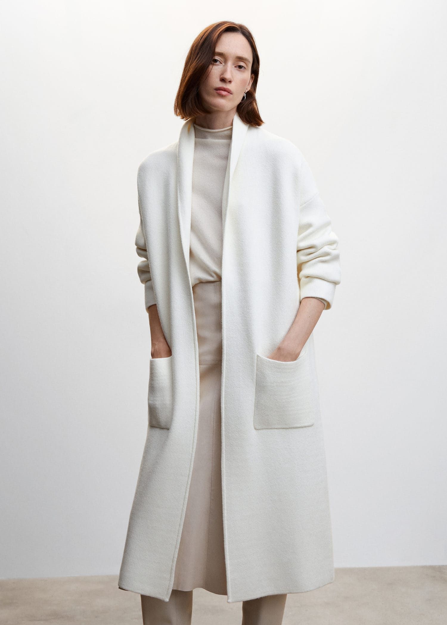 Oversized knitted coat with pockets -  Women | Mango USA | MANGO (US)