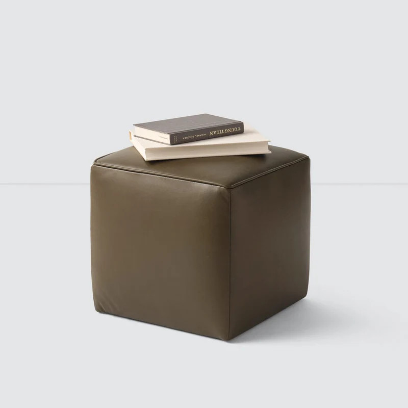 Torres Square Leather Ottoman - Small | The Citizenry