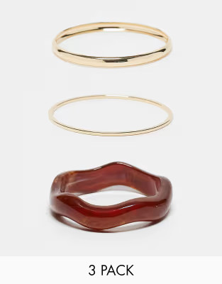 ASOS DESIGN pack of 3 bangles in resin and gold | ASOS | ASOS (Global)