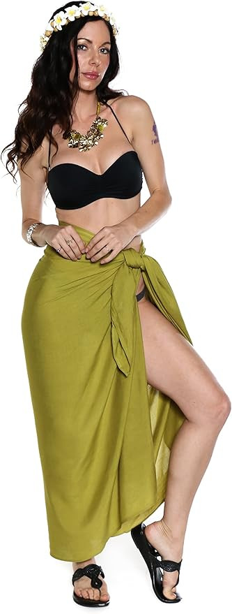 1 World Sarongs Women's Solid Fringeless(TM) Sarong Swimsuit Cover Up Wrap | Amazon (US)