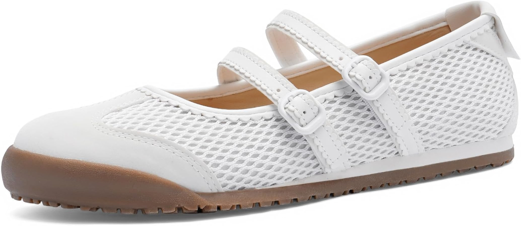 Tigeridea Mary Jane Sneakers Two Strap Rounded Toe Ballet Flats for Women | Amazon (US)