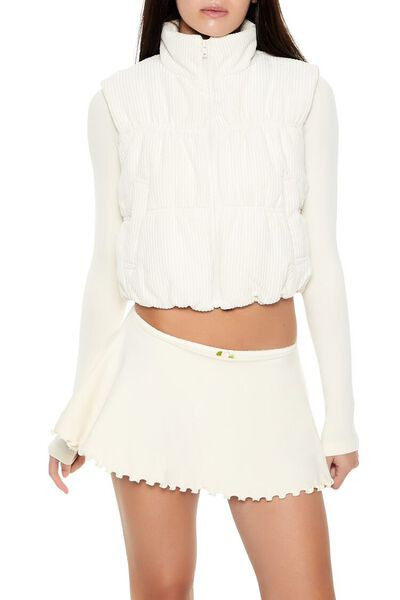 Cropped Funnel Neck Corduroy Vest | Forever 21