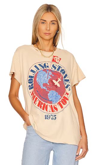 The Rolling Stones Destructed Tee in Sunbleach | Revolve Clothing (Global)