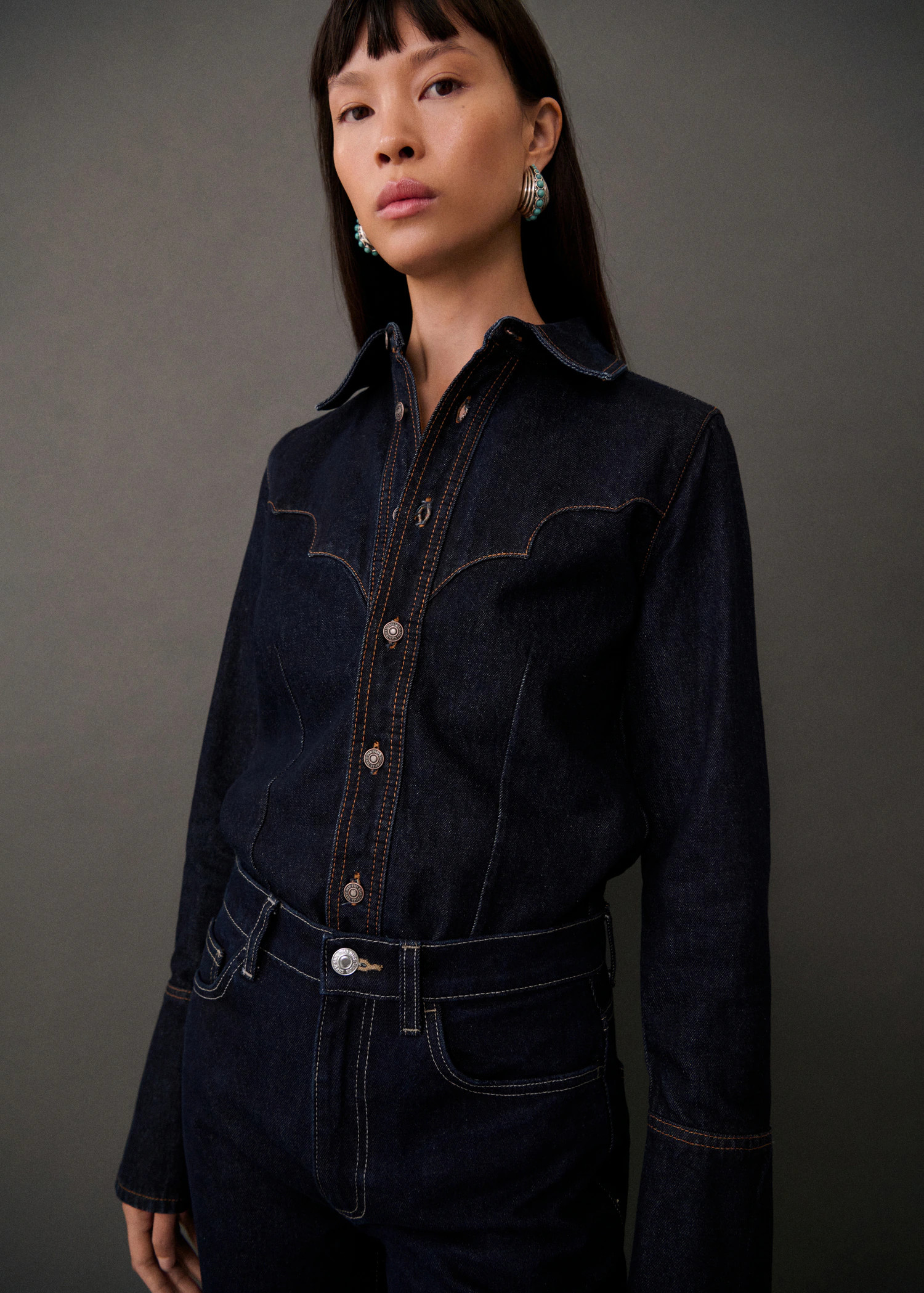 Denim shirt with seams | MANGO (UK)