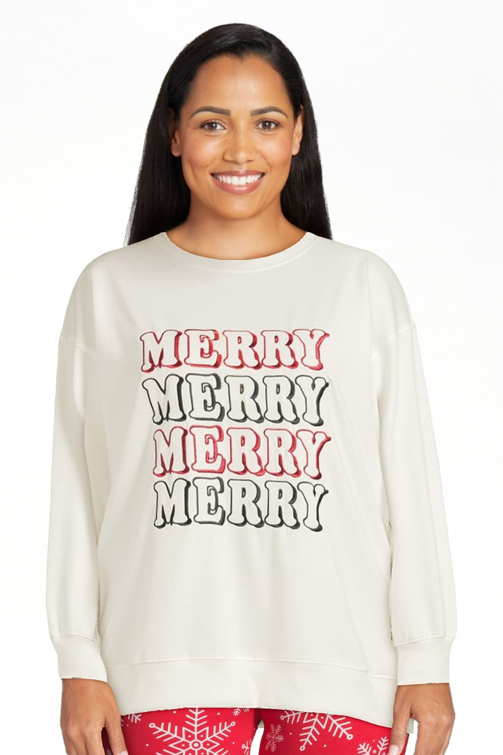 Christmas Women's Plus Size Merry Embroidered Sweatshirt from Feeling Festive | Walmart (US)