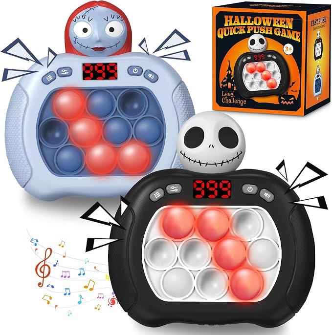 2pcs Halloween Pop Push Game Light Up Fidget Toy,Halloween Toys for Boys Grils Teens Age 3-12,Pop... | Amazon (US)