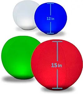 POP Design 4-PK (2x12 and 2x15) Floating Pool Lights, 4 Color Settings Solar LED Balls, Inflatabl... | Amazon (US)