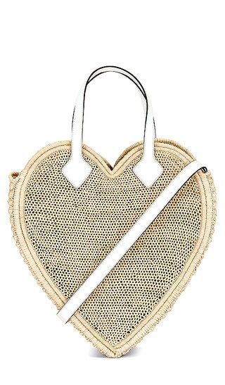 The Big Heart Tote in Natural & White | Revolve Clothing (Global)
