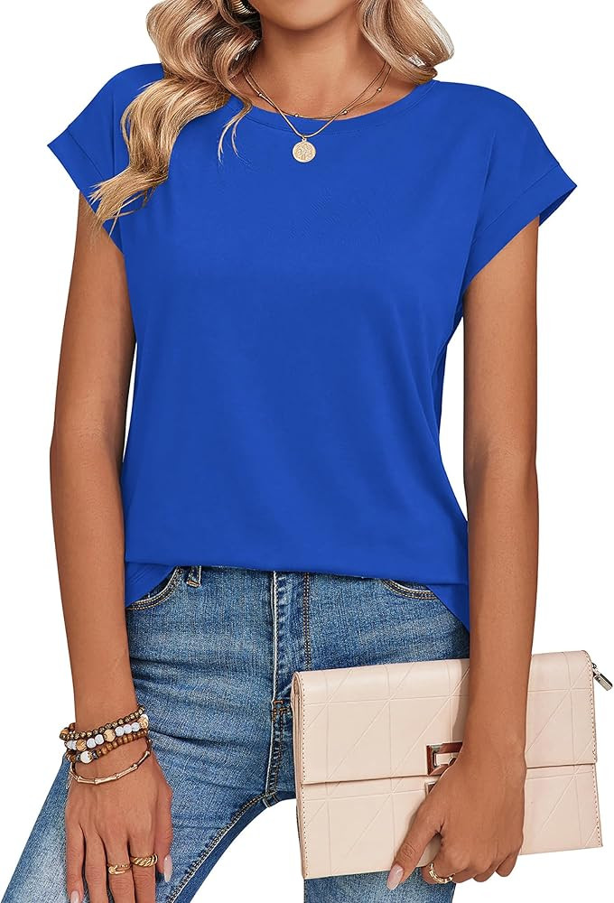 Zeagoo Womens Tops Summer Casual Cap Sleeve Tshirts Shirts Business Dressy Spring Fashion Outfits... | Amazon (US)