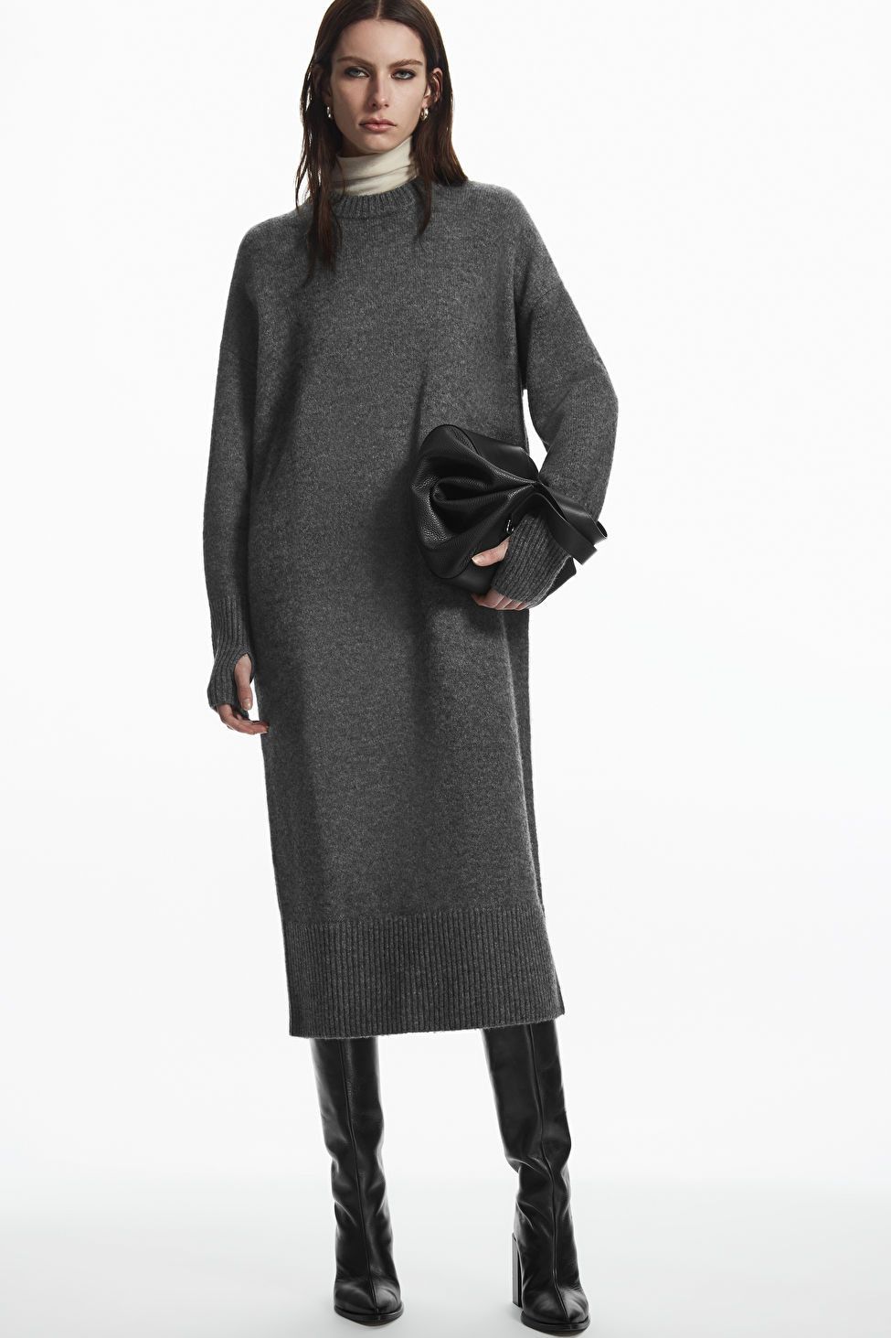 OVERSIZED ALPACA-BLEND SWEATER DRESS - Sweater Dress - Grey Dress Dresses - Winter Dress Outfit | COS (US)