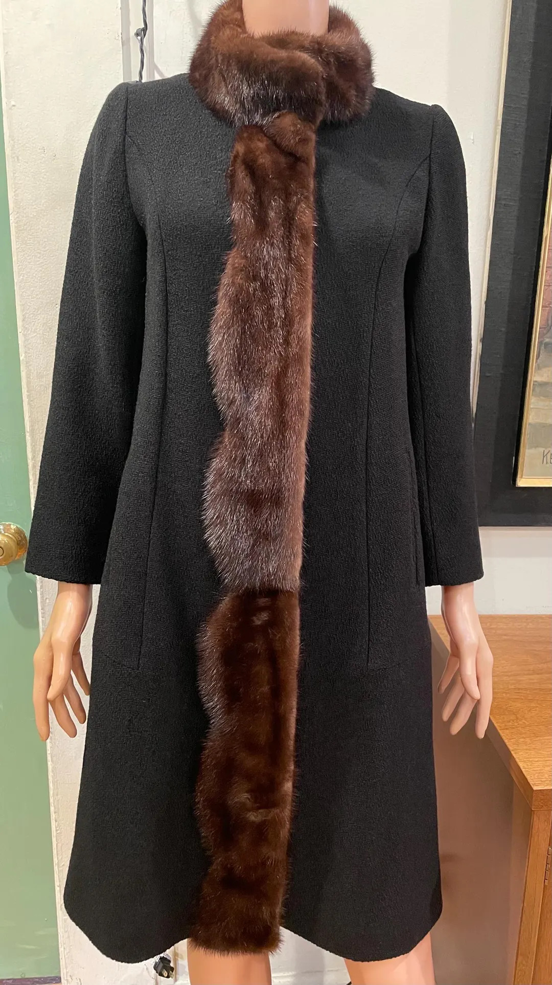 Vintage 60s Black Wool Winter Jacket with Fur Trim CONKLIN Furs Suburban Miss Petite USA Union Ma... | Etsy (US)