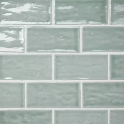 Bedrosians Marin Aloe Green (Light Green) 3-in x 6-in Glossy Ceramic Subway Wall Tile (5.38-sq. f... | Lowe's