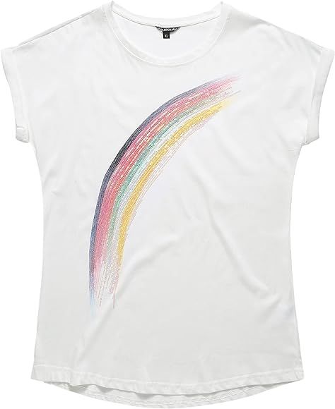 Woman Short Sleeve T-Shirt Sequined Rainbow Tops O-Neck Tees Blouse | Amazon (US)