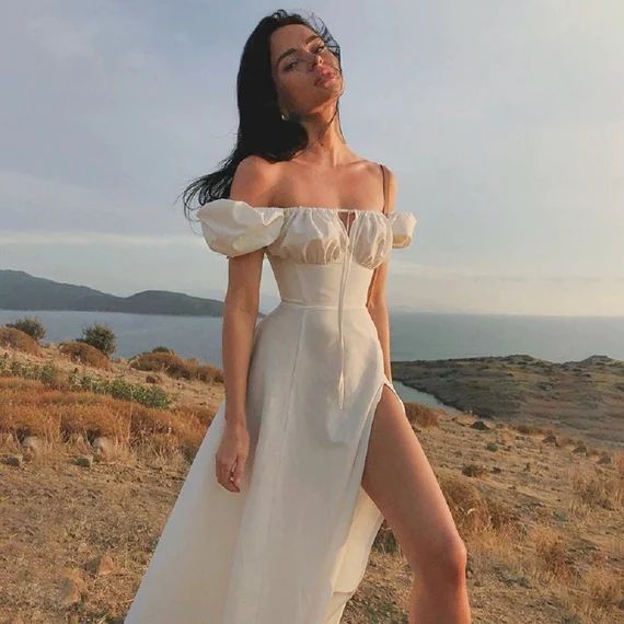 White French Cottagecore dress Aesthetic Cottagecore Dress Botanical Dress Summer beach milkmaid ... | Etsy (US)