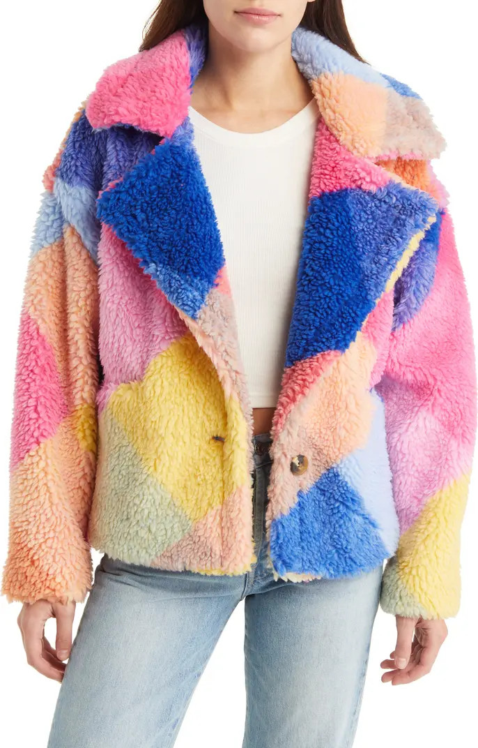 Colorblock Teddy Coat | Nordstrom