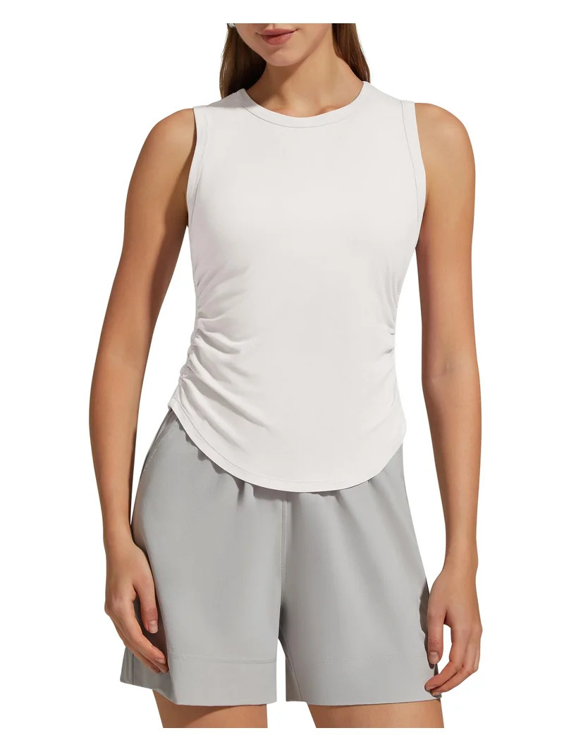 G4Free Lyocell Ruched Side Workout Tank Tops Woman High Neck Waist Length Gym Tanks Soft Relaxed ... | Walmart (US)