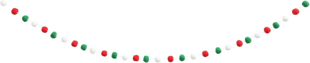 Felt Christmas Pom Pom Garland - Red White Green Ball Banner Decoration for Holiday Party Indoor ... | Amazon (US)
