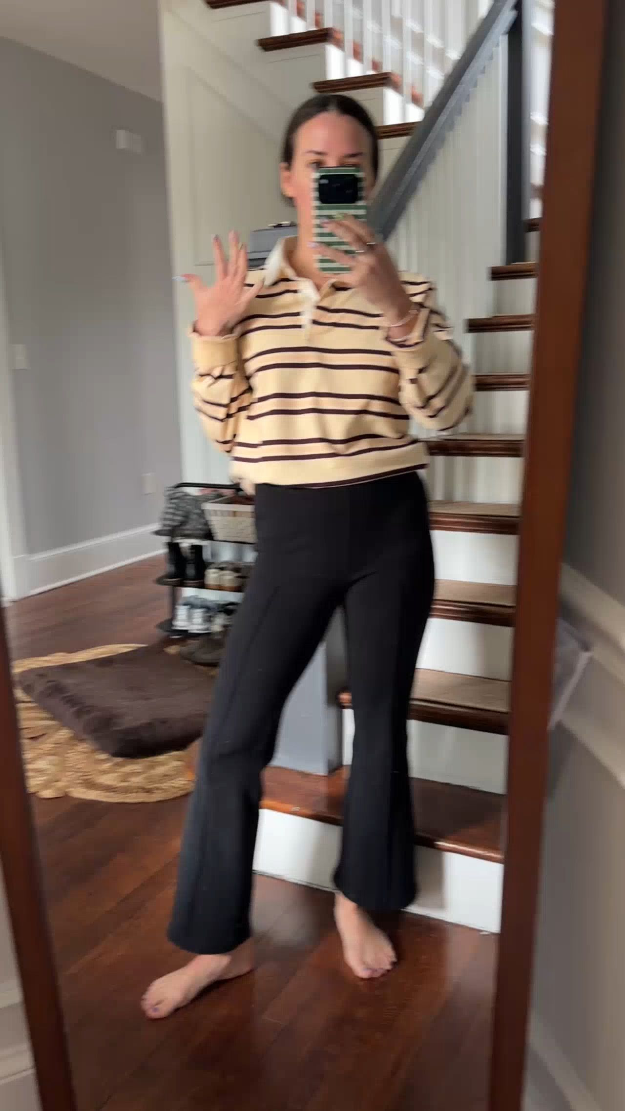 work from home. donni kick flare pant. donni pant. yello polo. yellow rugby. jcrew. work from home style. 

 #LTKootd #LTKWorkwear