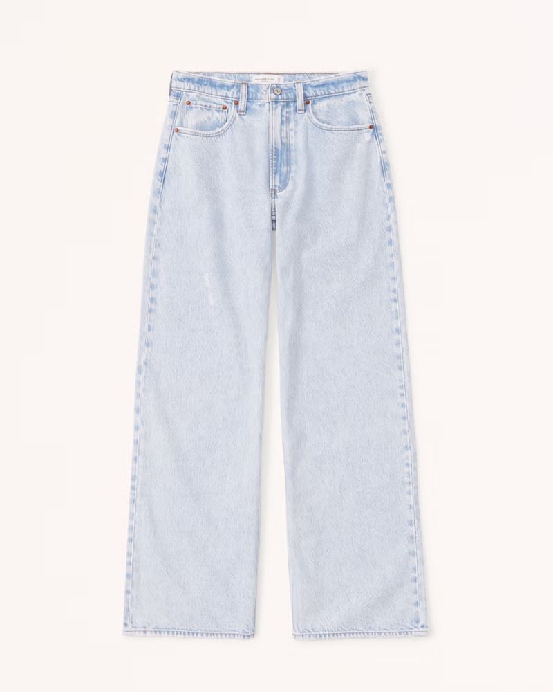 Curve Love Mid Rise Ultra Wide Leg Jean | Abercrombie & Fitch (US)