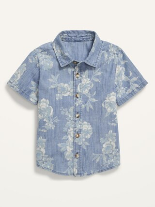 Short-Sleeve Floral Chambray Shirt for Toddler Boys | Old Navy (US)
