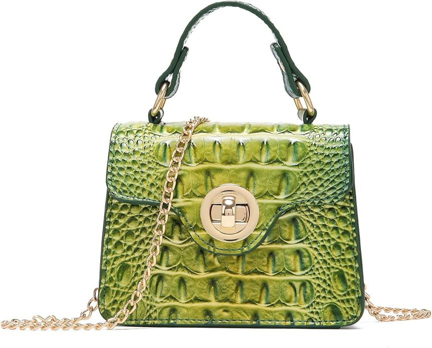 Chic Women Crocodile Leather bags Mini Top-Handle Clutch Compact Evening Bag Stylish Accessory fo... | Amazon (US)