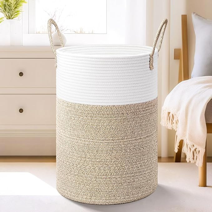 Laundry Basket,Woven Cotton Rope Laundry Hamper,60L for Decor Storage of Dirty Clothes,Toys and B... | Amazon (US)