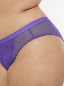 Luvlette Plus Mid Waist Lace Bikini Panty | SHEIN