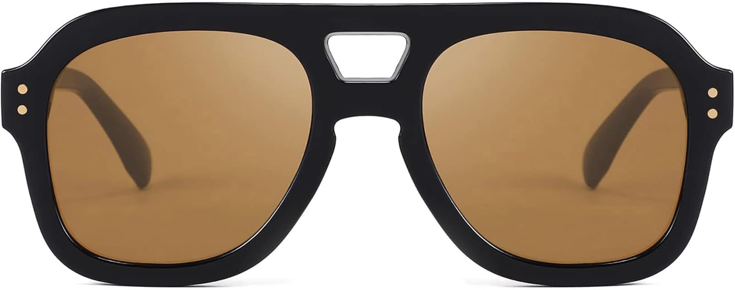 FEISEDY Vintage Aviator Sunglasses Double Bridge Women Men Large Square Thick Frame Trendy Eyewea... | Amazon (US)
