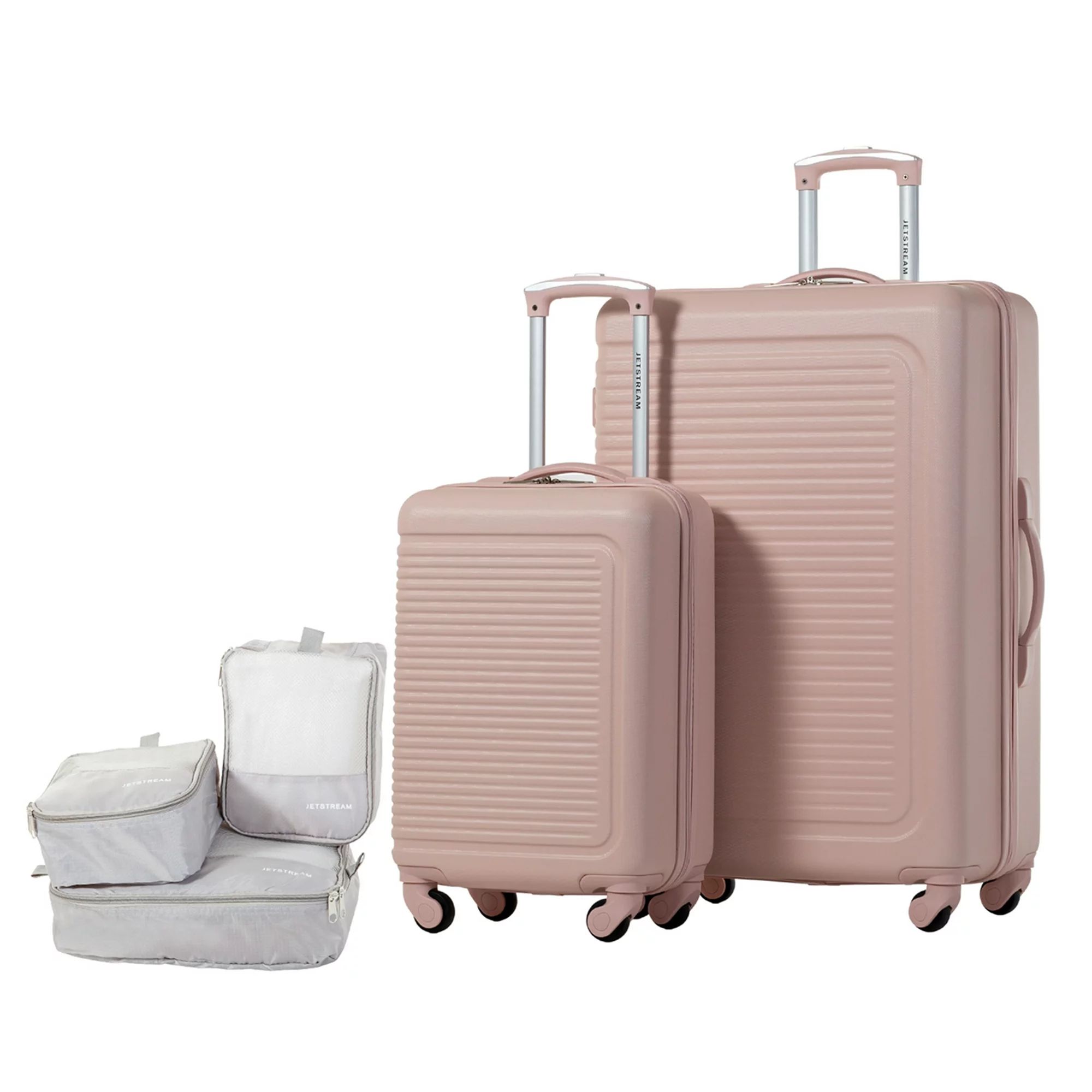 JETSTREAM 5pc Hardside Rolling Spinner Upright Set, 20" 28" Luggage Duo, 3pc Packing Cubes, Blush | Walmart (US)