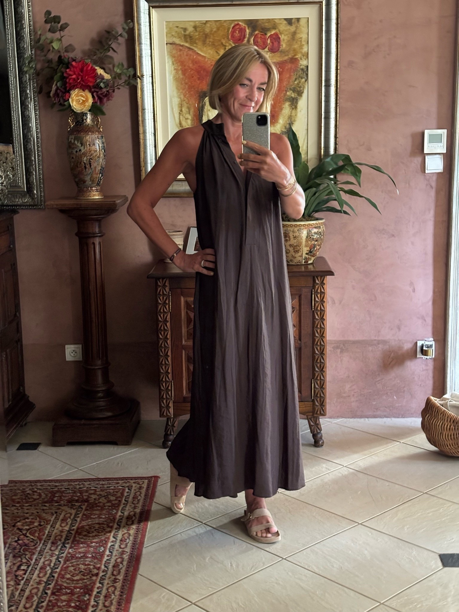 Feeling the chocolate brown vibes, with a simple effortless dress perfect for summer
.
#mymidlifefashion #whatimwearing #summerdress

#LTKsummer #LTKover50style