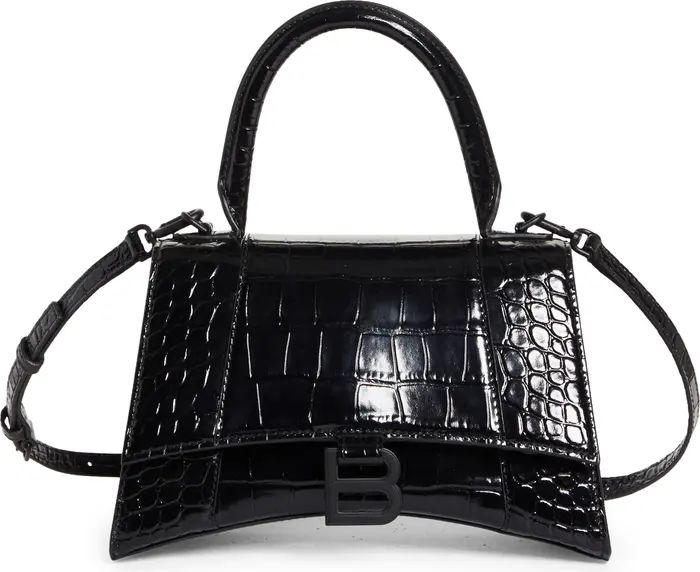 Balenciaga Hourglass Croc Embossed Leather Top Handle Bag | Nordstrom | Nordstrom