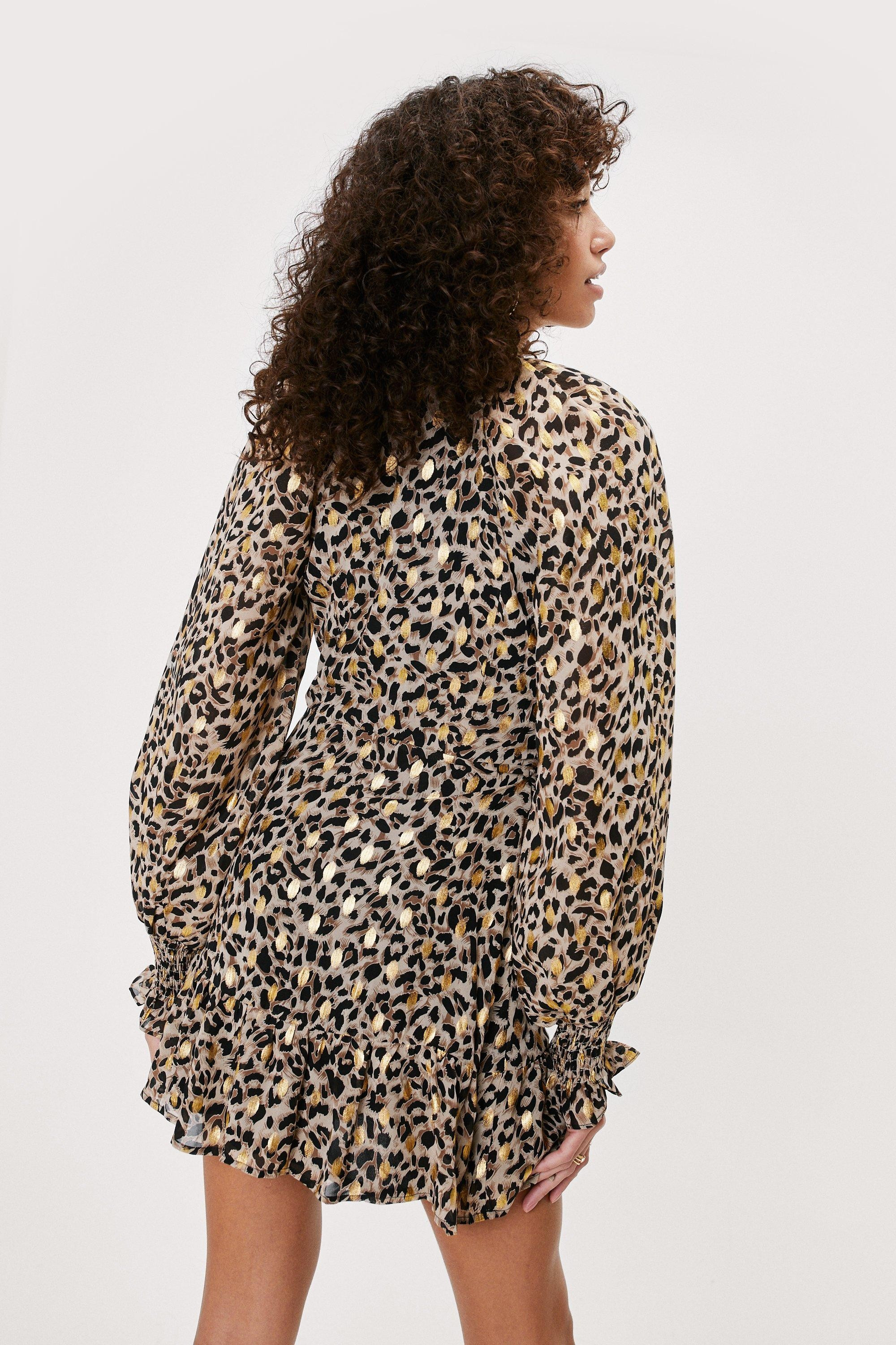 Leopard Volume Smock Dress | Nasty Gal (US)