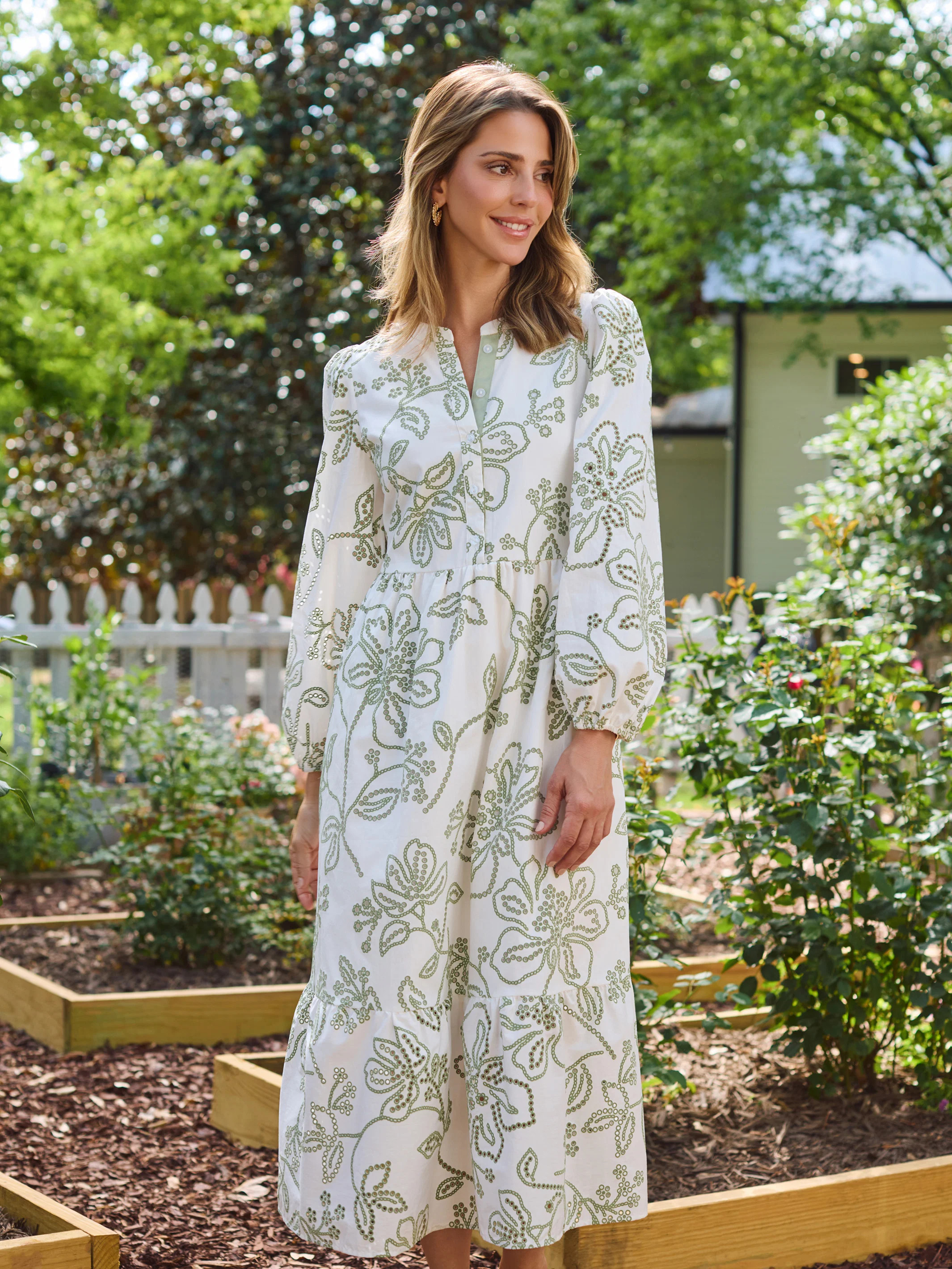 Riley Midi Dress | Lacecap White | Mary Square