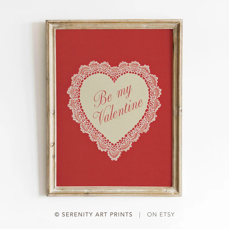 Vintage Heart Doily Valentine's Print: Farmhouse Style (digital Download) - Etsy | Etsy (US)