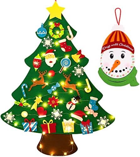 3ft DIY Lighted Felt Christmas Tree Set Plus Snowman Advent Calendar - Xmas Decorations Wall Hang... | Amazon (US)