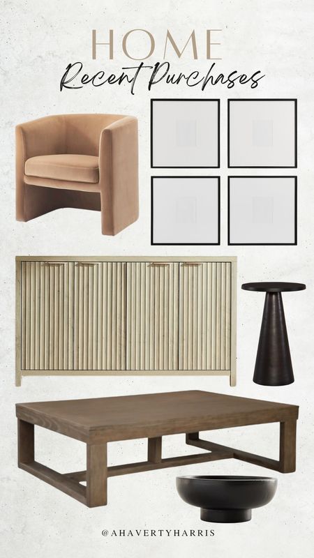 Recent home purchases - barrel chair, gallery frame, sideboard,  fluted cabinet,  buffet, cocktail table, coffee table,  decorative bowl,  home decor,  in my cart,  Amazon home

#LTKhome #LTKfindsunder100