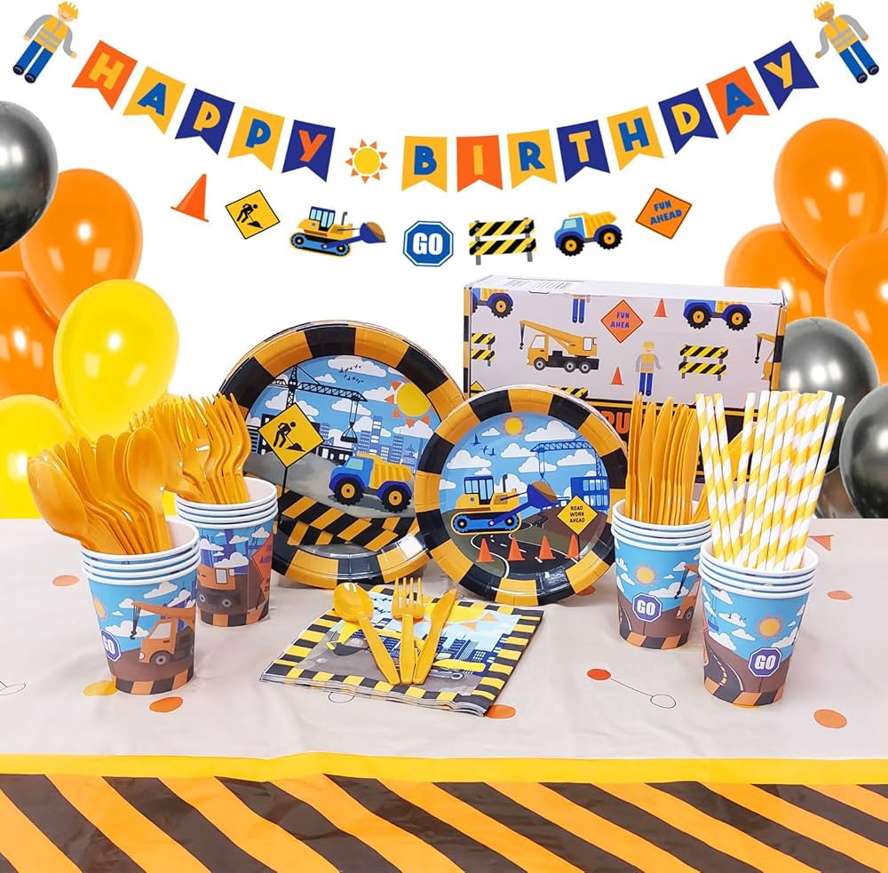 Whoobli Construction Birthday Party Supplies (Serves 16), All in One Truck Construction Party Sup... | Amazon (CA)